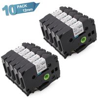 10 Pack Compatible with Brother TZe-231 TZe231 TZ231 P-Touch Label Maker Tape, 12mm Black on White Standard Laminated Tape (1/2 Inch) x 26.2 Feet (8m)