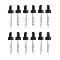 Premium Vials, 1oz 30ml, Black Regular Calibrated Measured Marked Dropper for Boston Round Bottles w/ 20-400 Neck Finish, 12 Pack