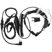 Rukey 2 Pin Tactical Military Flexible Throat Mic Air Covert Acoustic Tube Earpiece Headset Adjustable Volume with PTT Mic for Motorola Radio XTN500 XV2100 CLS1413 CP200 GP88