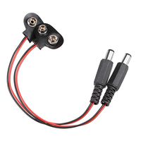 uxcell 2pcs DC 9V Battery Clip T-Type Soft Buckle w DC Connector Lead Wire 15cm Length