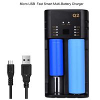 Micro USB Fast Battery Charger,Max 2A Current 18650 Charger 18650 20700 21700 26650 AA AAA 18500 18350 10500 Rechargeable Lithium Liion Nimh Nicd Battery