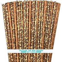 Animal Print Paper Straws - Jungle Theme Leopard Giraffe and Cheetah - 150 Pack