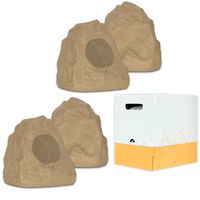 Theater Solutions 4R4S Outdoor Sandstone Rock 4 Speaker Set with Wire for Deck Pool Spa Patio Garden