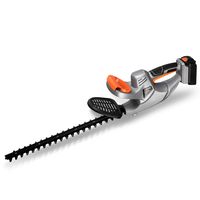 UKOKE U01HT Cordless Electric Power Hedge Trimmer, 20 inch Dual-Action Blade, 3/4in. Cutting Thickness, Silver & Black 20V 2A Battery & Charger Included
