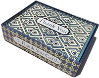 Punch Studio Set of 12 Gold Foil Thank You Note Cards ~ Blue Geometric
