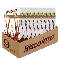 Biscolata Stix Biscuit Snacks Coated with Milk Chocolate - (9 Pack) (Hazelnut)