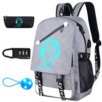 EC VISION Music Luminous Backpack, School Laptop Bookbag Travel Outdoor Camping Backpack with USB Charging Port Pencil Case
