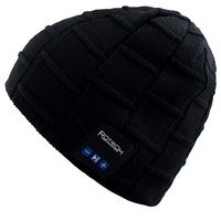 Mydeal Washable Winter Mens Womens Hat Bluetooth Beanie Running Cap with Wireless Stereo Headphones Mic Hands Free Rechargeable Battery Compatible with Cellphones iPhone Android Laptop Tablet - Black