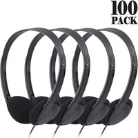 School Headphones 100 Pack,CN-Outlet Bulk Headphones for Kids Children Students Girls Boys Teens, Classroom Headphones Compatible iPad Chromebook Kindle Computer (Black)