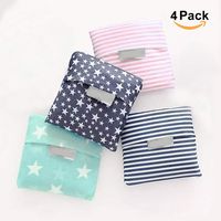 YASSUN Reusable Grocery Bags Set of 4, Washable, Durable and Lightweight Portable Grocery Tote Foldable into Linked Attached Pouch, Reusable Shopping Bags