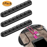 Cable Management, 3 Pack 7 Slots Cord Organizer 6mm Silicone Adhesive Wire Cable Organizer Cable Clips for Power Cords USB Cables Charging Cables Headphone Cables in Office and Home (Black)