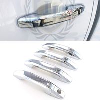 LJ International Quality Accessories Triple Chrome Plated Door Handle Covers with 4 Smart Key Cutout for Chevrolet+GMC Trucks