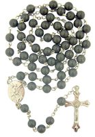 Imitation Marble Beads 22 Inch Rosary with Saint Michael Medal Centerpiece