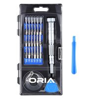 ORIA Screwdriver Set, Long Precision Screwdriver Kit, 30 in 1 Magnetic Repair Tool Kit with 24 Bits, 45mm Long Bits for Depth Hole Working, Aluminum Alloy Handle for Smartphone, Computer, Tablet, Blue