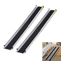 DZWJ Portable Wheelchair Ramp, 2 Wheelchair Ramp Lightweight Retractable Aluminum Non-Slip PVC Carpeted Surface Portable Telescoping 6 FT