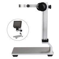 Lifeengine Adjustable Aluminum Alloy Metal Monocular Microscope Bracket Stand Lifting Platform 18cm Height Silver for QC/Industrial/Collection