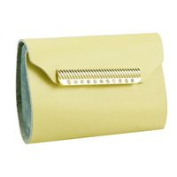 Uxcell Faux Leather Metallic Decor Press Button Business Card Holder, Yellow