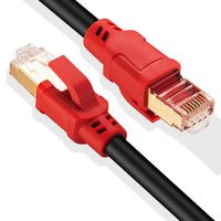 Cat8 Ethernet Cable 1.5ft, Hftywy Nylon Braided Ethernet Cable Cat 8 Network Patch Cable 40Gbps 2000Mhz SSTP LAN Wires Cat 8 Ethernet High Speed Internet Cable Cord for Router, Modem, Gaming PS4, Xbox