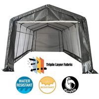 kdgarden 10 x 20-Feet Heavy Duty Carport Portable Garage Enclosed Car Canopy Outdoor Instant Shelter Party Tent with Sidewalls for Auto and Boat Storage, Waterproof and UV-Treated, Grey Peak Top Style