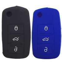 Black and Blue Silicone Key Fob Case Key Holder Key Cover Fob Skin Covers Jacket Protector for volkswagen Golf Passat Beetle Flip Key Shell