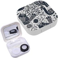 Portable Contact Lens Case Box Travel Kit Mirror + Bottle + Tweezers Container Holder [ Silhouette Animals ]