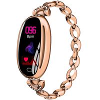 MBHB Lady's Smart Bracelet, Women's Girl's Fitness Tracker, Heart Rate Blood Pressure Sleep Monitor for Android iOS, Gold