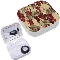 Portable Contact Lens Case Box Travel Kit Mirror + Bottle + Tweezers Container Holder [ Red Currant ]