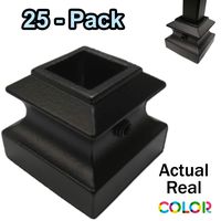 Flat Iron Baluster Shoes (25-Pack) with Set Screw Stair Parts for 1/2" Square Metal Scroll Basket Twist Knuckle Balusters (Real Satin Black not Matte)