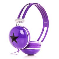 RockPapa Stereo Over Ear Star Wired Headphones Adjustable Earphones for Kids Childs Boys Girls Adults / MP3 MP4 DVD Phones Tablets Computer Purple