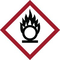Brady 118883 Coated Paper GHS Oxidizing Picto Labels , Black/Red On White,  2" Width x 2" Height,  Pictogram "Oxidizing" (4 Labels per Card, 1 Card per Package)