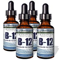 Vitamin B12 Liquid Drops - 4 Pack - Best Way to Instantly Boost Energy Levels and Speed Up Metabolism - 2 Fluid Ounces per Bottle