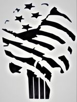Chase Grace Studio Punisher Skull United States Flag America USA Military Vinyl Decal Sticker|Black|Cars Trucks Vans SUV Laptop Wall Art|5.5" X 4"|CGS376