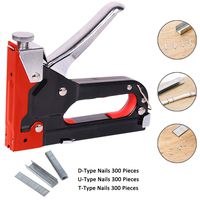 AUTOJARE 3-in-1 Heavy Duty Staple Gun Kit with 900pcs Staples - Hand Operated Carbon Steel Gun Tacker Tool for Upholstery, Fixing Material, Decoration, Carpentry, Furniture (Staple Gun)