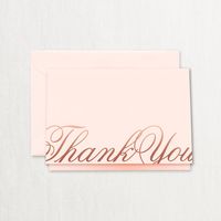Crane Copper Foil Script Thank You Note, Pink Mist (CT1778)