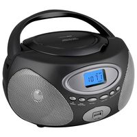 HANNLOMAX HX-311CD Portable CD/MP3 Boombox, PLL AM/FM Radio, USB Port for MP3 Playback, Aux-in, LCD Display, AC/DC Dual Power Source(Grey)