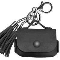 JuQBanke Leather AirPods Pro Case, Protective Cover Compatible for Apple AirPods 3 Wireless Charging Case Headphones EarPods, Ultra-Thin Soft Designer Leather Cover with Keychain Hook, Black