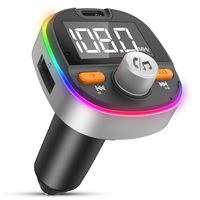 (2020 Upgraded New Version) Bluetooth FM Transmitter for Car, V5.0+EDR Car Adapter, 7 RGB Color Ambient LED Backlit Wireless Car Kit, Dual USB Port, Support USB Flash Drive, TF Card, Handsfree
