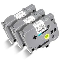 TZ TZe Label Tape 18mm Label Tape TZe-241 TZ241 Laminated Black on White for Brother P-Touch PT-D400 PT-P700 PT-D600 PT-H300 PT-P750W Label Maker 26.2 Feet Roll, 3-Pack