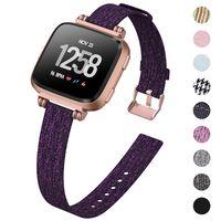 KIMILAR Woven Band Compatible with Fitbit Versa/Versa 2/Versa Lite Bands, Fabric Women Beaded Bracelet Slim Replacement Breathable Strap Accessories Wristband for Versa Smart Watch (Raspberry)