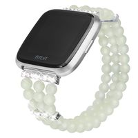 somoder Beaded Bling Bands Compatible with Fitbit Versa Women Girls, Handmade Elastic Stretch Night Luminous Pearl Bracelet Bands with Rhinestone Small Large