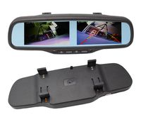 800x480 HD Dual Screen Mirror Monitor, 4.3" Rearview Backup TFT LCD Display 4-Channel Video Input for Car Rear Front Side View Cameras