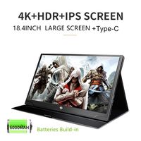 Ever Lustre 18.4 Inch USB Portable Monitor 4K IPS Gaming Monitor W/Type C Build-in Batteries for Laptop PS3 PS4 Xbox ONE Xbox 360 Switch