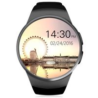 KingWear KW18 1.3 inch Round Dial Smartwatch Phone MTK2502 IPS Screen Pedometer Sedentary Reminder Bluetooth 4.0 Heart Rate Monitor Support SIM TF Card for Apple Samsung Phone (Black)