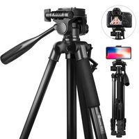 Tripod for Camera Canon/Nikon/Sony, GooFoto 58" Lightweight Aluminum Camera Tripod for DSLR, Phone Tripod for iPhone/Samsung, Travel Tripod with Carry Bag & Phone Clip, Maximum Load 11lb/5kg