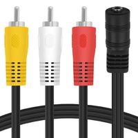 3RCA Adapter Cable, 1 Piece 3.5mm Femal to 3RCA Male Video AV Splitter Cable Composite Cable for MP3 Player Av Audio Speakers - 30cm