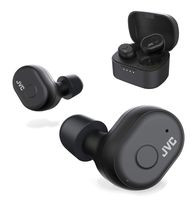 JVC Truly Wireless Earbuds Headphones, Bluetooth 5.0, Water Resistance(Ipx5), Long Battery Life (4+10 Hours), Secure and Comfort Fit with Memory Foam Earpieces - HAA10TB (Black)