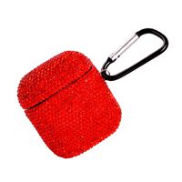 2019 Newest Luxurious Rhinestone AirPods Case with Keychain, Shockproof Protective Premium Crystal Cover Skin for AirPods Charging Case 2 & 1 (Red C1)