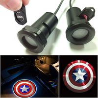 CHAMPLED for Captain America Car LED Laser Projector Illuminated Emblem Under Door Step Courtesy Light Lighting Symbol Sign Badge Glow Replacement Logo Film Auto Acessories