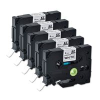 Compatible for Brother Tze221 0.35 Inches 26.2feet (9mm/8m) p-Touch Laminated Black on White Standard Replace Waterproof Label Tape maker PT-H110/PT-D200/PT-D210/PT-D400/PT-D600/PT-1280/PT-1290(5PACK)