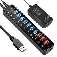 LYFNLOVE Powered USB Hub,11 Port 48W Data Charging Hub with 7 USB 3.0 Ports and 4 Smart Charging Ports,USB 3.0 Splitter with On/Off Switches for Laptop,PC, Computer,TV, HDD, Flash Drive and More